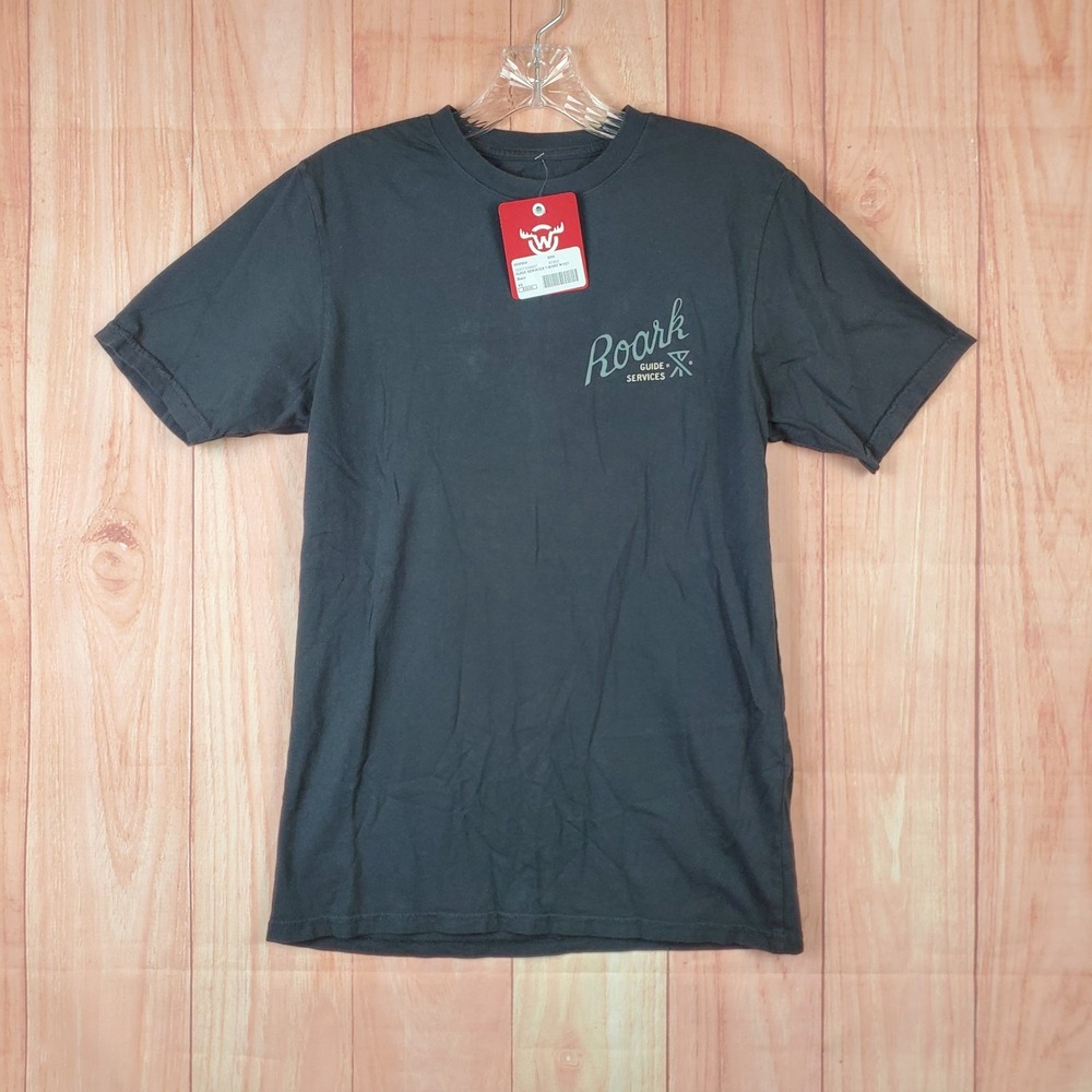 Roark Guide Services Mens T-Shirt Sz XS Black Crew Neck 100% Cotton Short Sleeve